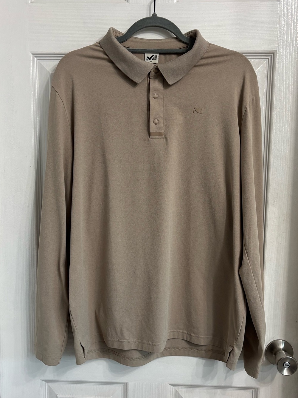 Millet Men’s Long-Sleeve Pique Polo Shirt in Taupe XL
